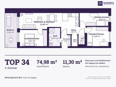 4-Zimmer-Wohnung kaufen in Graz – 74,98 m², € 367.720 – Bild 11 von 14