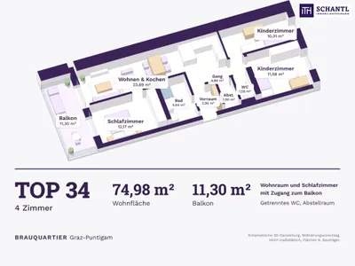 4-Zimmer-Wohnung kaufen in Graz – 74,98 m², € 367.720 – Bild 12 von 14