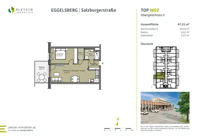 2-Zimmer-Wohnung kaufen in Braunau am Inn – 55,41 m² – Bild 3 von 3