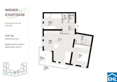 3-Zimmer-Wohnung mieten in Wien – 62,08 m², € 1.580 – Bild 13 von 13