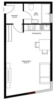 1-Zimmer-Wohnung mieten in Graz – 38 m², € 635 – Bild 9 von 12