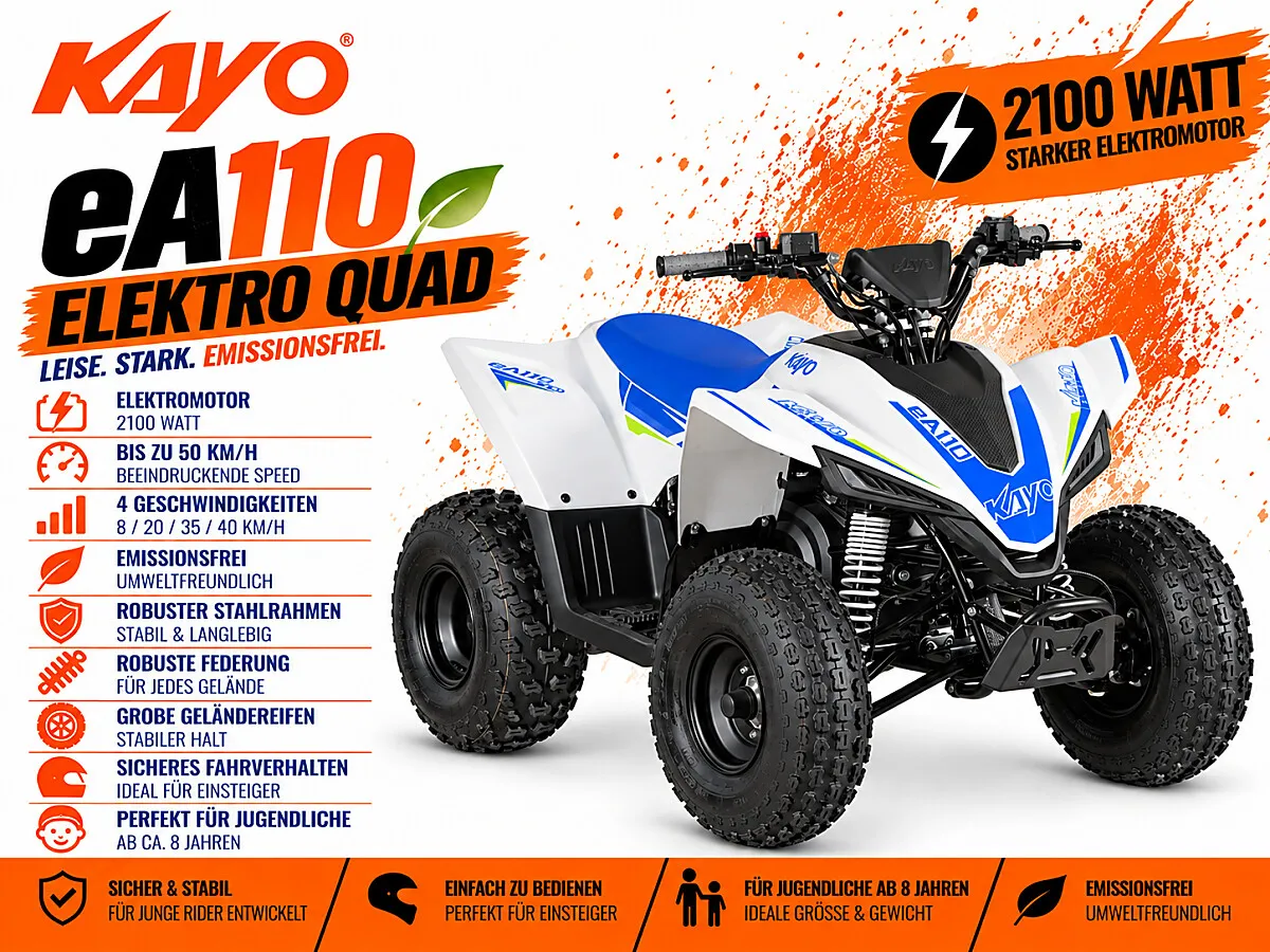 Kayo Kinderquad Elektro eA110 2100W 48V Quad - willhaben