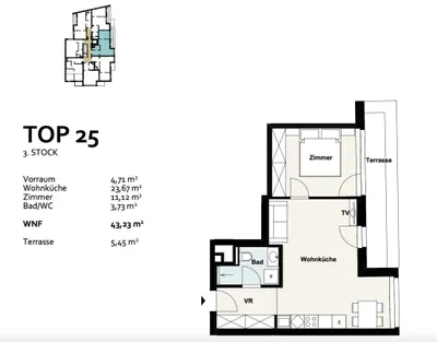 2-Zimmer-Wohnung kaufen in Wien – 43,23 m², € 316.697 – Bild 9 von 9