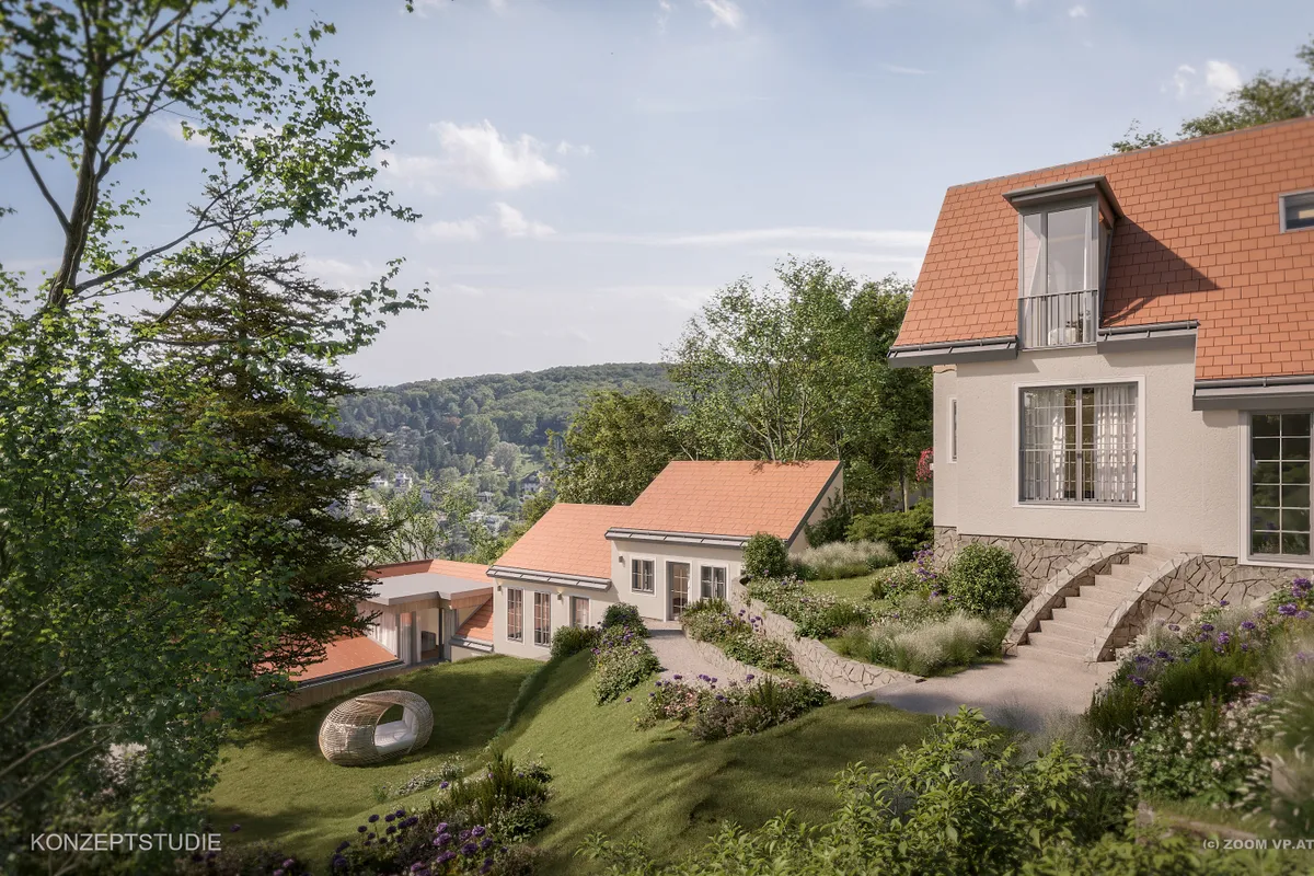 Ein außergewöhnicher Ort über Wien! Südhanglage am Wienerwald mit Wienblick! Genehmigtes Wohnprojekt - Wohnfläche bis zu 300 m² möglich - Ansicht 2