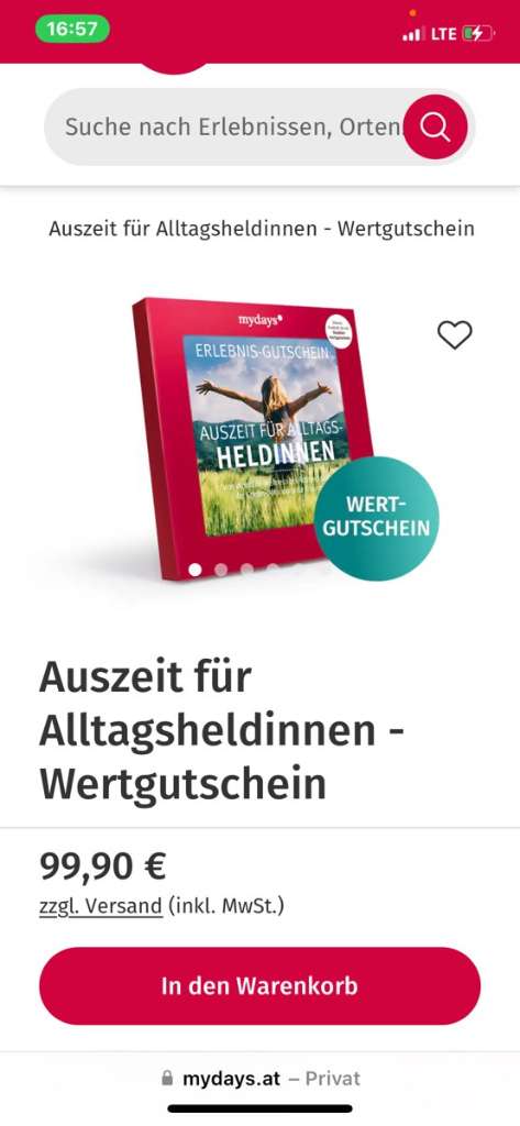 Mydays Gutschein von privat zu top verkaufen