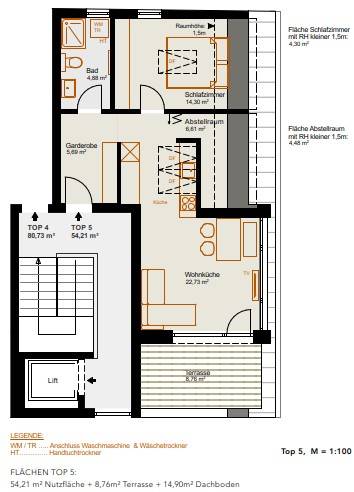 Helle Dachgeschosswohnung mit uneinsehbarer Terrasse Top 5 - Ansicht 3