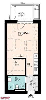 1-Zimmer-Wohnung mieten in Graz – 34,28 m², € 509 – Bild 7 von 10