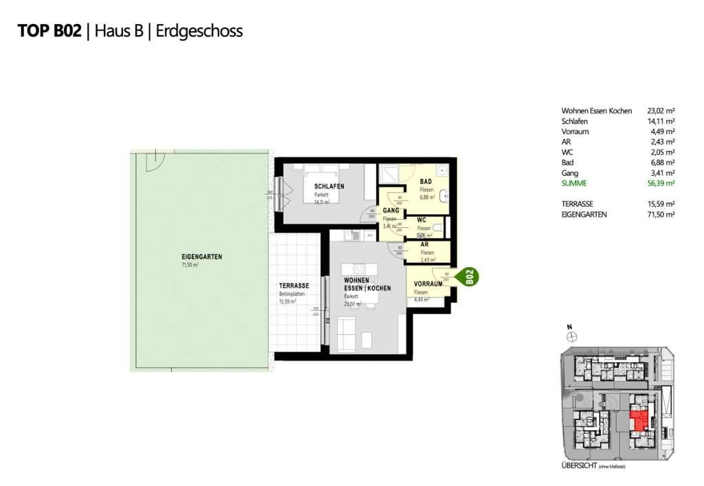 SILBERWEISS 25 - 2 Zimmer Neubauwohnung / Terrasse / Garten - Ansicht 2