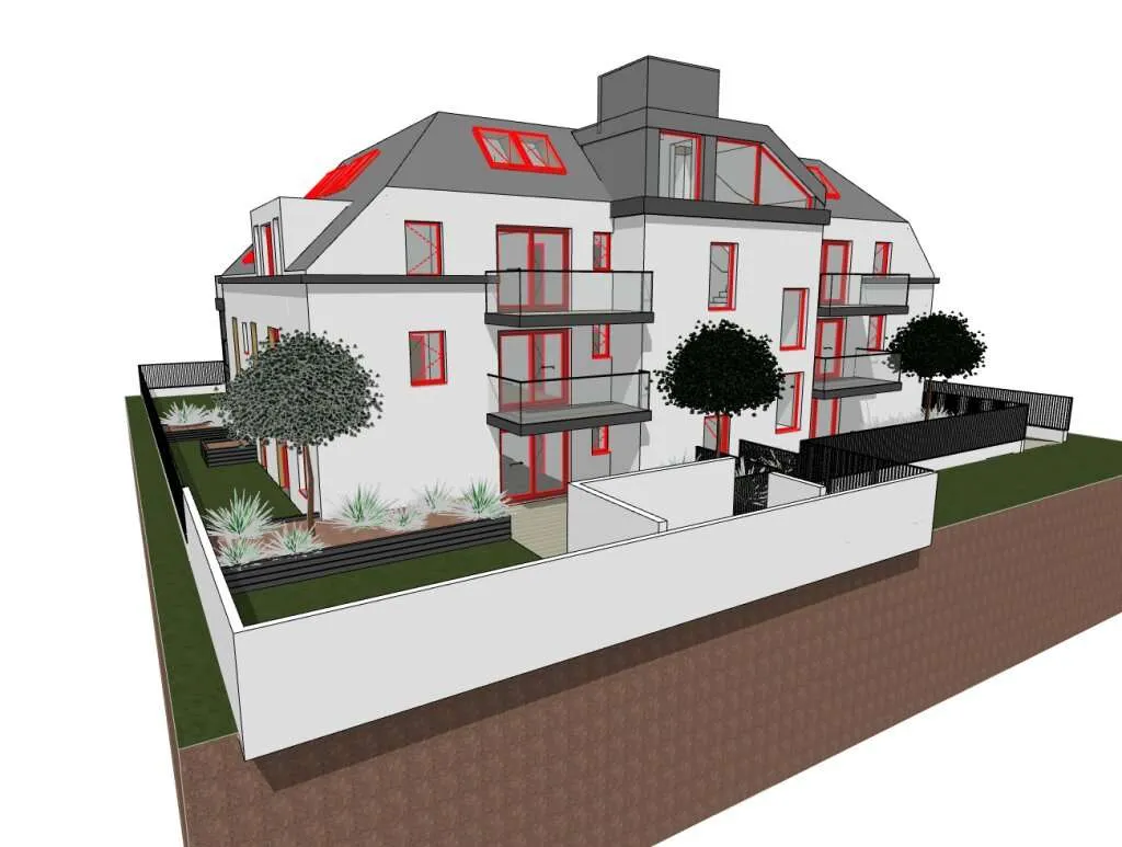 Bewilligtes Projekt mit 16 Wohnungen, Tiefgarage und Gärten - 1320m² - Widok 2