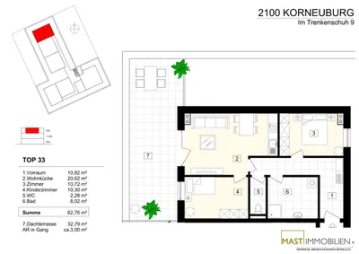 3-Zimmer-Wohnung mieten in Korneuburg – 62,76 m², € 1.269 – Bild 18 von 18