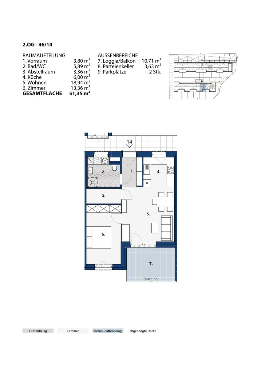 Geförderte Mietwohnung mit Loggia + Balkon | 2. OG - Ansicht 2