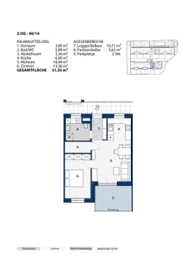 2-Zimmer-Wohnung mieten in Melk – 51,35 m², € 630 – Bild 2 von 2