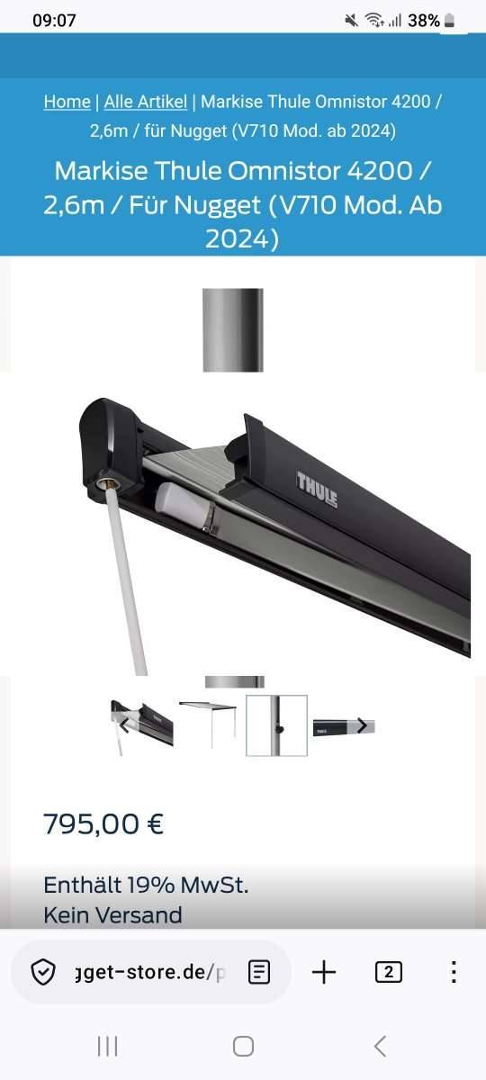 Thule Markise Ommistor 4200/2,6m,  550,99 (2544 Leobersdorf) - willhaben
