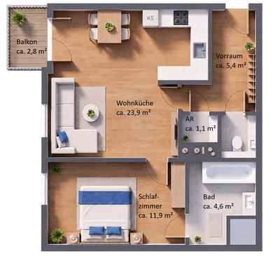 2-Zimmer-Wohnung kaufen in Wien – 48,29 m², € 199.000 – Bild 11 von 11