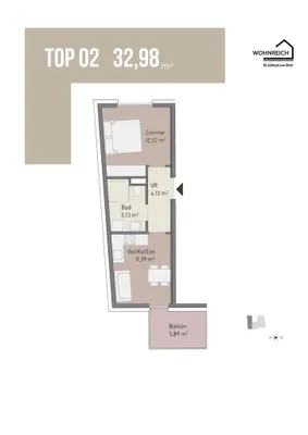 2-Zimmer-Wohnung kaufen in Graz – 32,98 m², € 168.066 – Bild 4 von 4