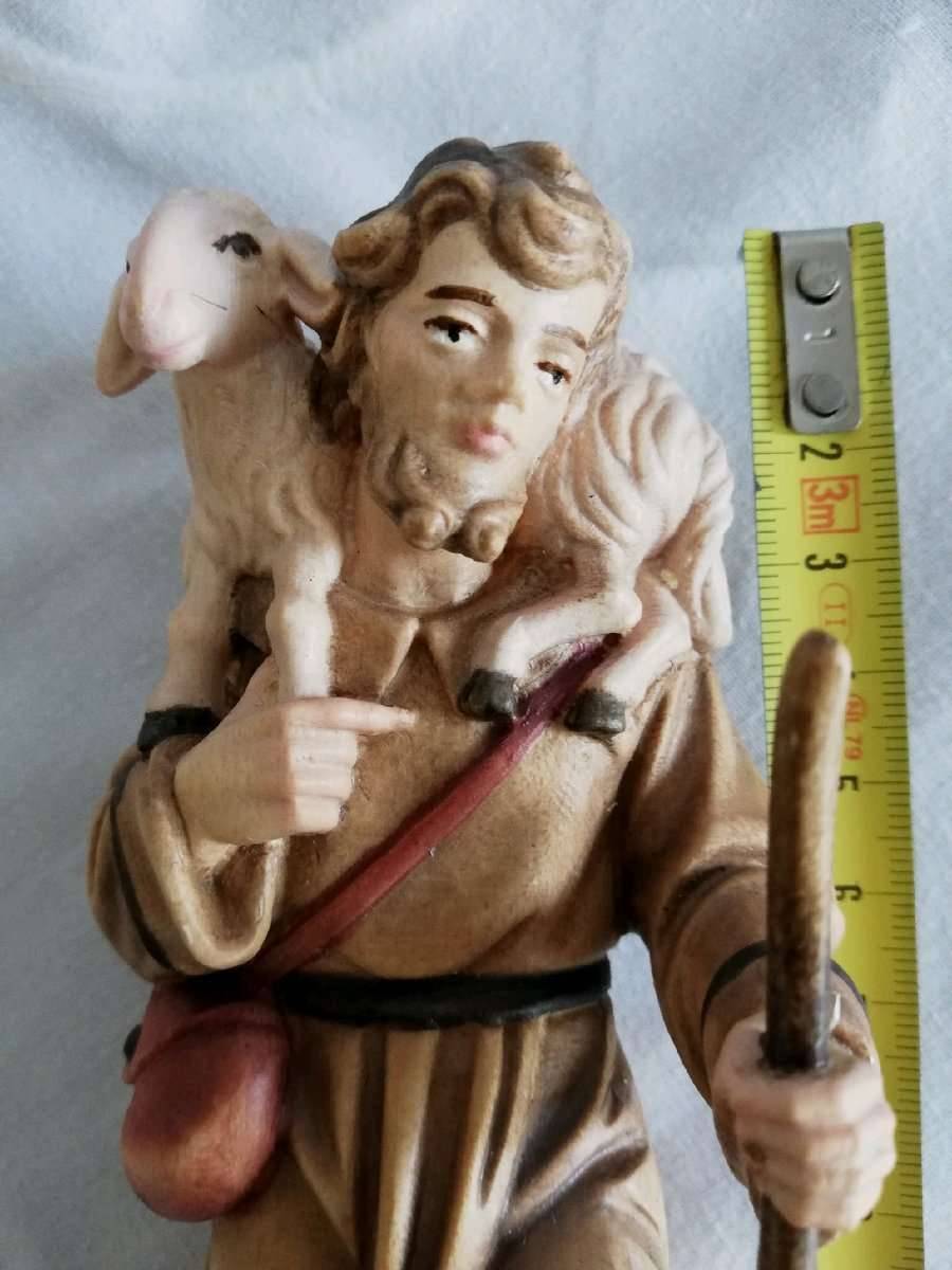 KRIPPENFIGUR HIRTE 14-15 cm HOLZ GESCHNITZT