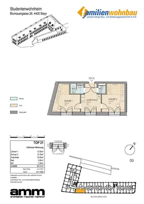 1-Zimmer-Wohnung mieten in Steyr – 12,78 m², € 474 – Bild 11 von 11