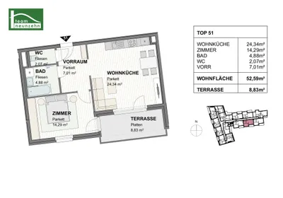2-Zimmer-Wohnung mieten in Sankt Pölten – 52,59 m², € 860 – Bild 22 von 22