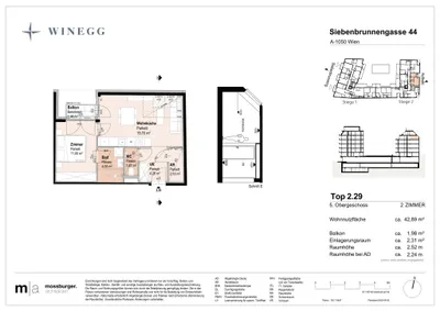 2-Zimmer-Wohnung kaufen in Wien – 42,89 m², € 352.600 – Bild 8 von 8