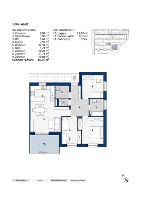 4-Zimmer-Wohnung mieten in Melk – 85,95 m², € 944 – Bild 2 von 2
