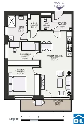 3-Zimmer-Wohnung mieten in Graz – 68,53 m², € 1.013 – Bild 7 von 7