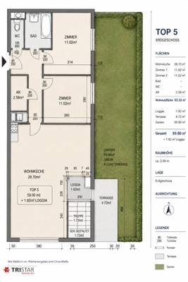 Gartenwohnung mit 59 m² Eigengarten in ruhiger Lage von Floridsdorf