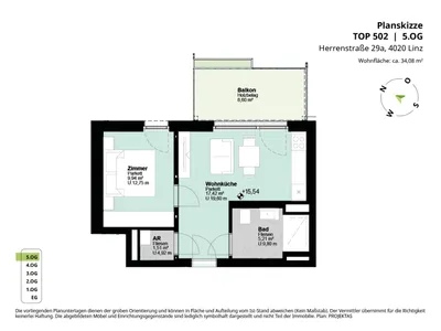 2-Zimmer-Wohnung mieten in Linz – 34,08 m², € 849 – Bild 10 von 10