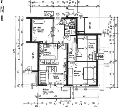 3-Zimmer-Wohnung mieten in Wiener Neustadt Land – 76,77 m², € 583 – Bild 2 von 2