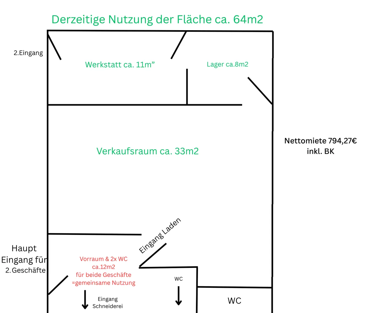 65m² Ladenlokal/ Praxis/ Büro/ Werkstatt zu vermieten - Ansicht 2