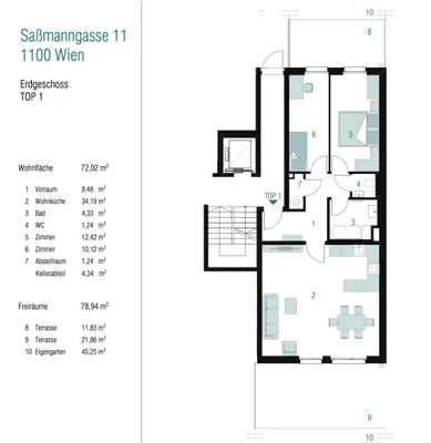 3-Zimmer-Wohnung mieten in Wien – 72,02 m², € 1.838 – Bild 13 von 13