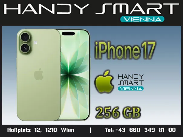 iPhone 17 256GB, Sage ( Grün )/ Nagelneu, Org. Versiegelt/ Offen für Alle Netze, Frei Für Alle Netze/ Mit OVP und 1 Jahr Herstellergarantie/ Nur bei Handy Smart Vienna/