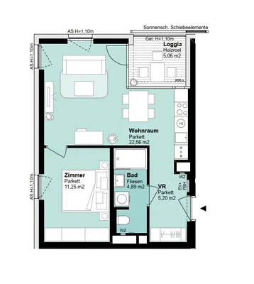 2-Zimmer-Wohnung mieten in Wien – 43,9 m², € 1.199 – Bild 8 von 8