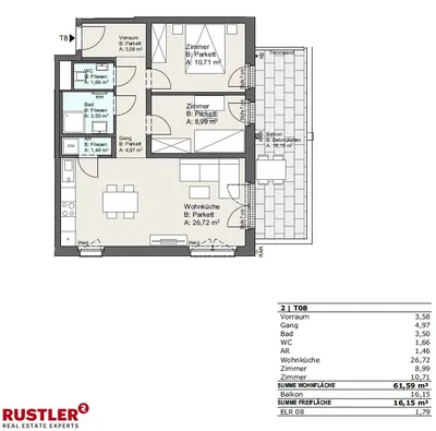 3-Zimmer-Wohnung kaufen in Wien – 61,83 m², € 416.500 – Bild 12 von 12