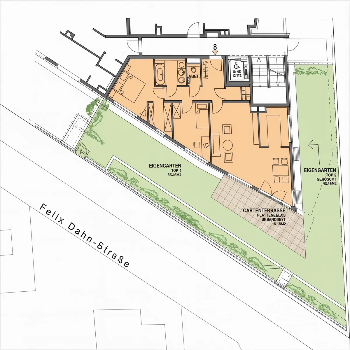 Hochwertige 3-Zimmer-Gartenwohnung mit Terrasse in idyllischer Ruhelage im 19. Bezirk - Ansicht 2