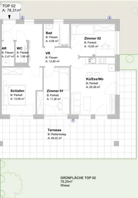 4-Zimmer-Wohnung kaufen in Graz – 78,3 m², € 493.353 – Bild 8 von 11