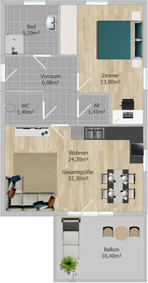 2-Zimmer-Wohnung mieten in Graz – 52 m², € 772 – Bild 10 von 10