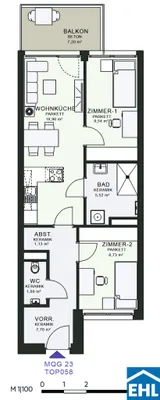 3-Zimmer-Wohnung mieten in Graz – 53,49 m², € 833 – Bild 23 von 23