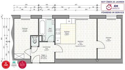 3-Zimmer-Wohnung kaufen in Wien – 56 m², € 199.000 – Bild 10 von 10