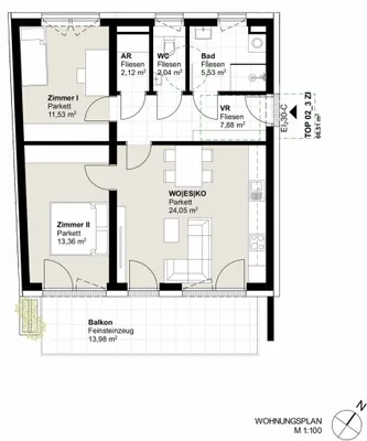 3-Zimmer-Wohnung kaufen in Graz – 66,51 m², € 298.000 – Bild 12 von 14