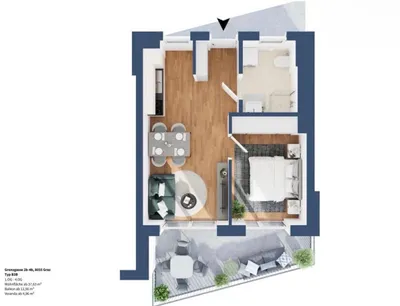 2-Zimmer-Wohnung mieten in Graz – 37,63 m², € 539 – Bild 11 von 11