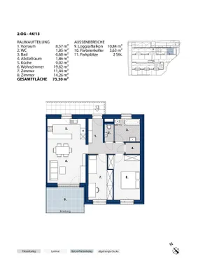 3-Zimmer-Wohnung mieten in Melk – 73,3 m², € 941 – Bild 2 von 2