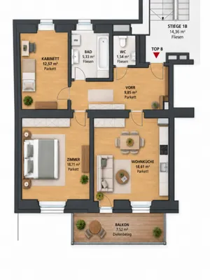 3-Zimmer-Wohnung kaufen in Wien – 66,61 m², € 396.000 – Bild 15 von 15
