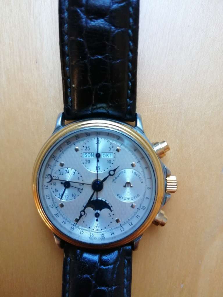 MAURICE LACROIX Phase de Lune 02336 CHRONOGRAPH STAHL GOLD AUTOMATIK ETA 7751