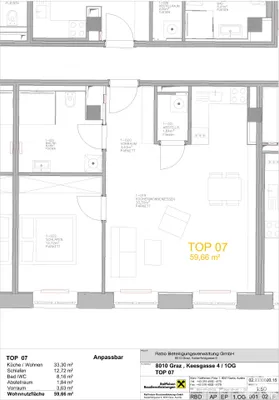 2-Zimmer-Wohnung mieten in Graz – 59,66 m², € 998 – Bild 10 von 11