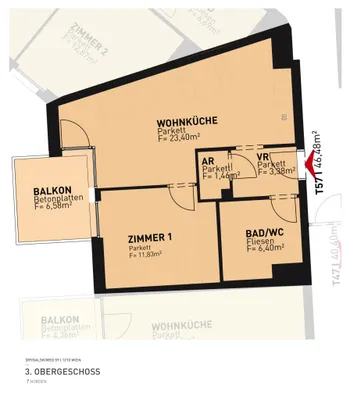 2-Zimmer-Wohnung mieten in Wien – 46,48 m², € 900 – Bild 22 von 22