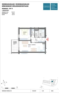 2-Zimmer-Wohnung mieten in Mödling – 53,37 m², € 863 – Bild 2 von 2