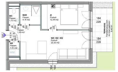 2-Zimmer-Wohnung mieten in Mödling – 44 m², € 1.190 – Bild 6 von 6