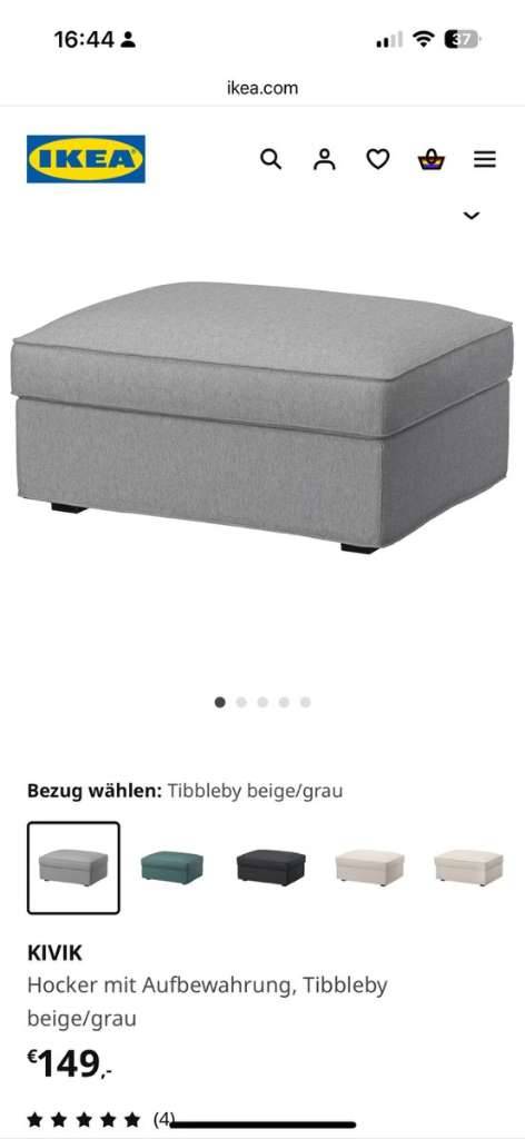 IKEA Hocker mit Aufbewahrung KIVIK grau,  40,- (4060 Leonding) - willhaben