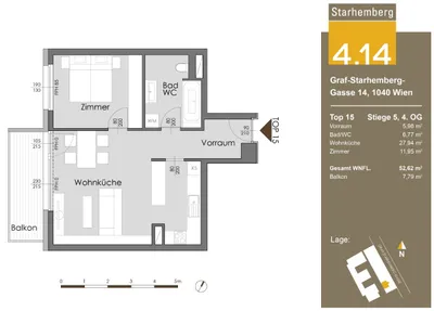2-Zimmer-Wohnung mieten in Wien – 52,62 m², € 1.490 – Bild 11 von 13