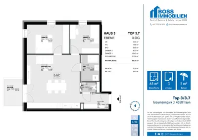 3-Zimmer-Wohnung mieten in Linz Land – 65,3 m², € 955 – Bild 15 von 15